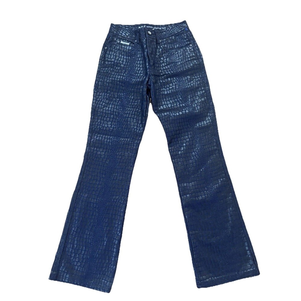 RVT Serve Piping Hot Women's 5/6 Croc Blue Wide Leg Jeans Vintage